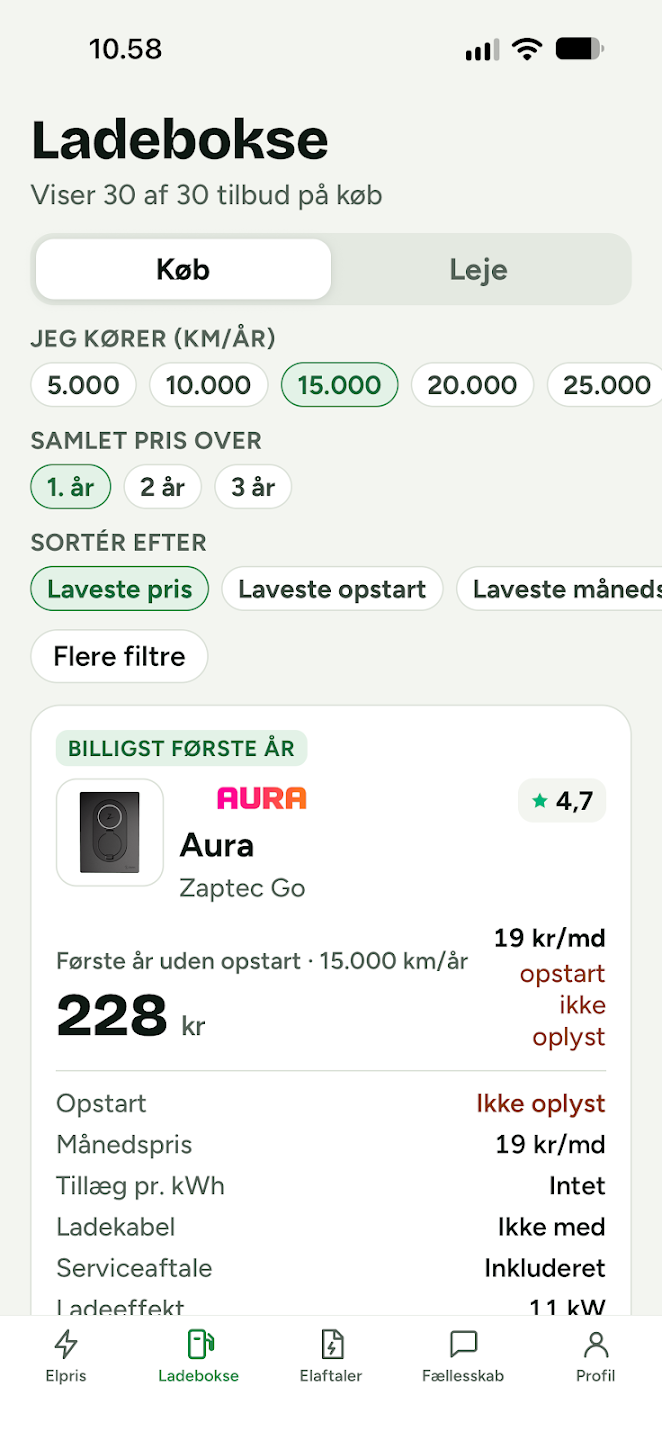 Sammenlign ladebokse